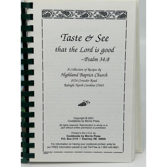 Taste And See Crossroads by Morris Press Hughes Springs Recipes Cookbook 2001 - Picture 2 of 4